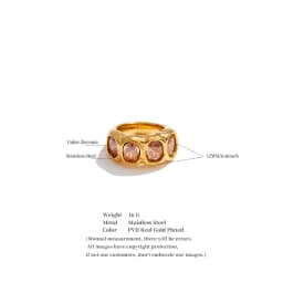 Yhpup Size 678 Stainless Steel Shiny Cubic Zirconia Round Fashion Ring High-Grade Stylish Exquisite Jewelry Accessories
