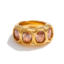 Yhpup Size 678 Stainless Steel Shiny Cubic Zirconia Round Fashion Ring High-Grade Stylish Exquisite Jewelry Accessories