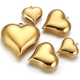 2pcs 45MM Stainless Steel Large Heart Charms PVD Gold Plated Metal Earring Necklace Bracelet Jewelry Making Findings Accessories