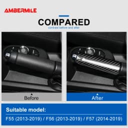 Real Hard Carbon Fiber Interior Car Hand Brake Grip Covers Trim for Mini Cooper F55 Hardtop F57 F56 Hatchback Accessories