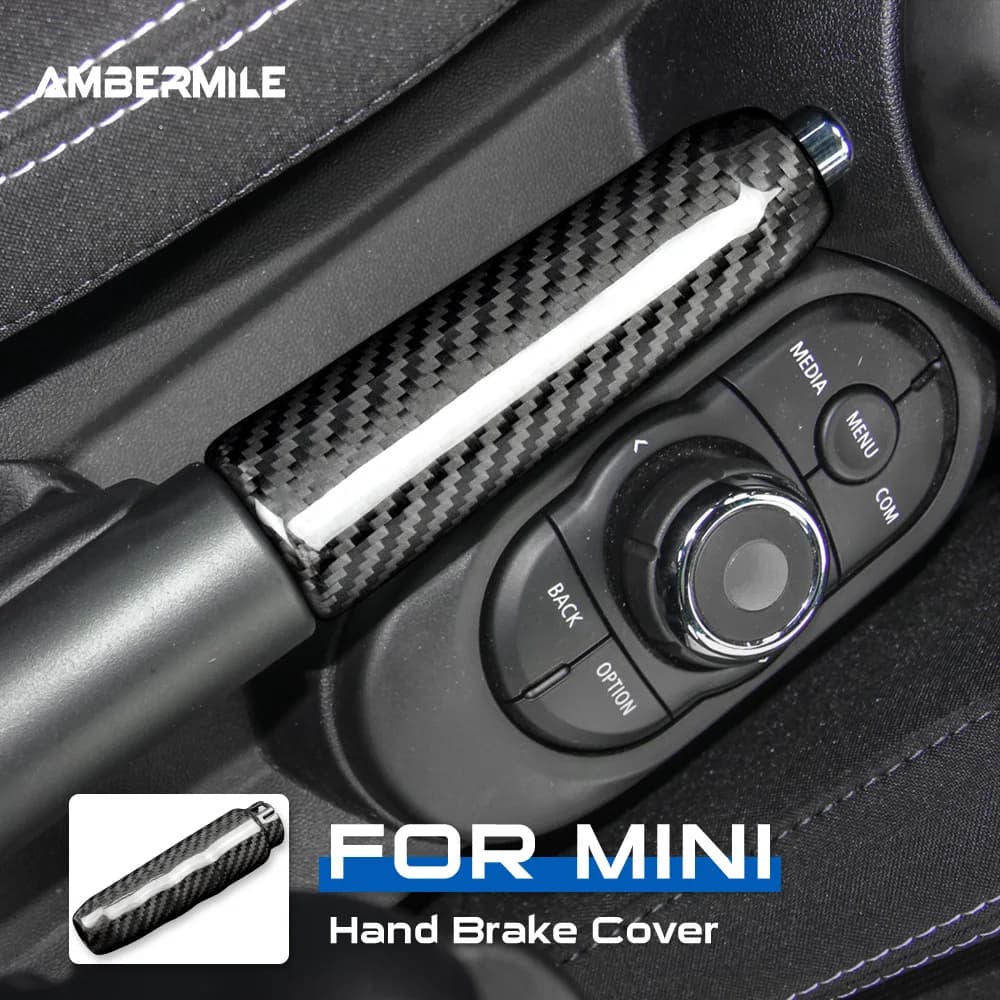 Real Hard Carbon Fiber Interior Car Hand Brake Grip Covers Trim for Mini Cooper F55 Hardtop F57 F56 Hatchback Accessories