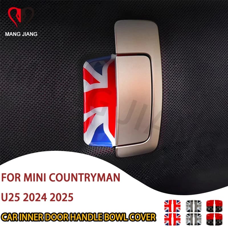 Car Inner Door Handle Door Bowl Cover Stickers For Mini Electric Countryman U25 JCW 2024 2025 Decorative Interior Accessories