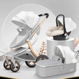 2024 New Baby Stroller 3 in 1with bassinet and car seat eggshell PU leather high quality luxury pram for newborn carriage