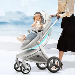 2024 New Baby Stroller 3 in 1with bassinet and car seat eggshell PU leather high quality luxury pram for newborn carriage