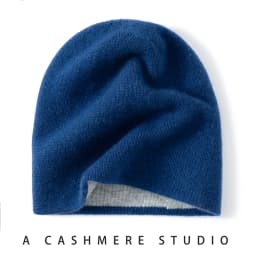 Seamless Cashmere Double-layer Two-color Hat 100% Cashmere Dot Yarn Knitted Toe Cap Men's and Women's Ear Protection Warm Hat