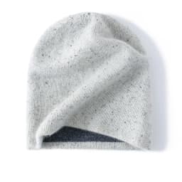 Seamless Cashmere Double-layer Two-color Hat 100% Cashmere Dot Yarn Knitted Toe Cap Men's and Women's Ear Protection Warm Hat