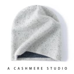 Seamless Cashmere Double-layer Two-color Hat 100% Cashmere Dot Yarn Knitted Toe Cap Men's and Women's Ear Protection Warm Hat