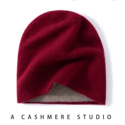 Seamless Cashmere Double-layer Two-color Hat 100% Cashmere Dot Yarn Knitted Toe Cap Men's and Women's Ear Protection Warm Hat