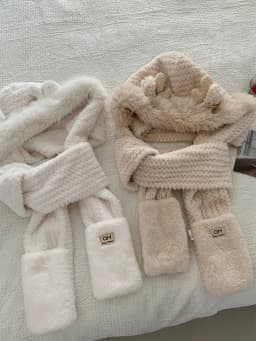 Fashion Elk Antlers Plush Hat Scarf Gloves Women's Winter Ear Protector Thickened Lei Feng Hat Cycling Ski Cap Wind Proof