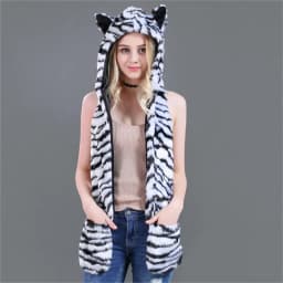 LaMaxPa Fashion Animal Women Scarf, Hat & Glove Sets 1Pcs Faux Fur Winter Warm Shawls and Wraps Hooded Fluffy Plush Dropshipping