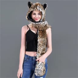 LaMaxPa Fashion Animal Women Scarf, Hat & Glove Sets 1Pcs Faux Fur Winter Warm Shawls and Wraps Hooded Fluffy Plush Dropshipping
