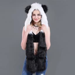 LaMaxPa Fashion Animal Women Scarf, Hat & Glove Sets 1Pcs Faux Fur Winter Warm Shawls and Wraps Hooded Fluffy Plush Dropshipping