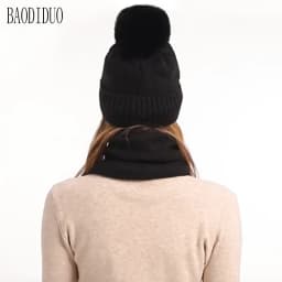 Xinbaoguan 100% Acrylic 9988 Winter Korean Edition Fashion Knitted Wool Warm Hat Scarf Glove 3-Piece Set Ear Protection Hoodie