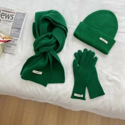 Women's Solid Knitted Hat, Scarf, Glove Set, Warm, Autumn, Winter, 2024