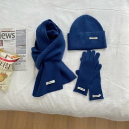 Women's Solid Knitted Hat, Scarf, Glove Set, Warm, Autumn, Winter, 2024
