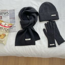 Women's Solid Knitted Hat, Scarf, Glove Set, Warm, Autumn, Winter, 2024