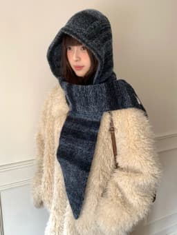 Hat And Scarf Set For Women Winter Warmth Ear Protection Balaclava Cold-Proof Hooded Scarf