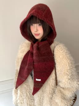 Hat And Scarf Set For Women Winter Warmth Ear Protection Balaclava Cold-Proof Hooded Scarf