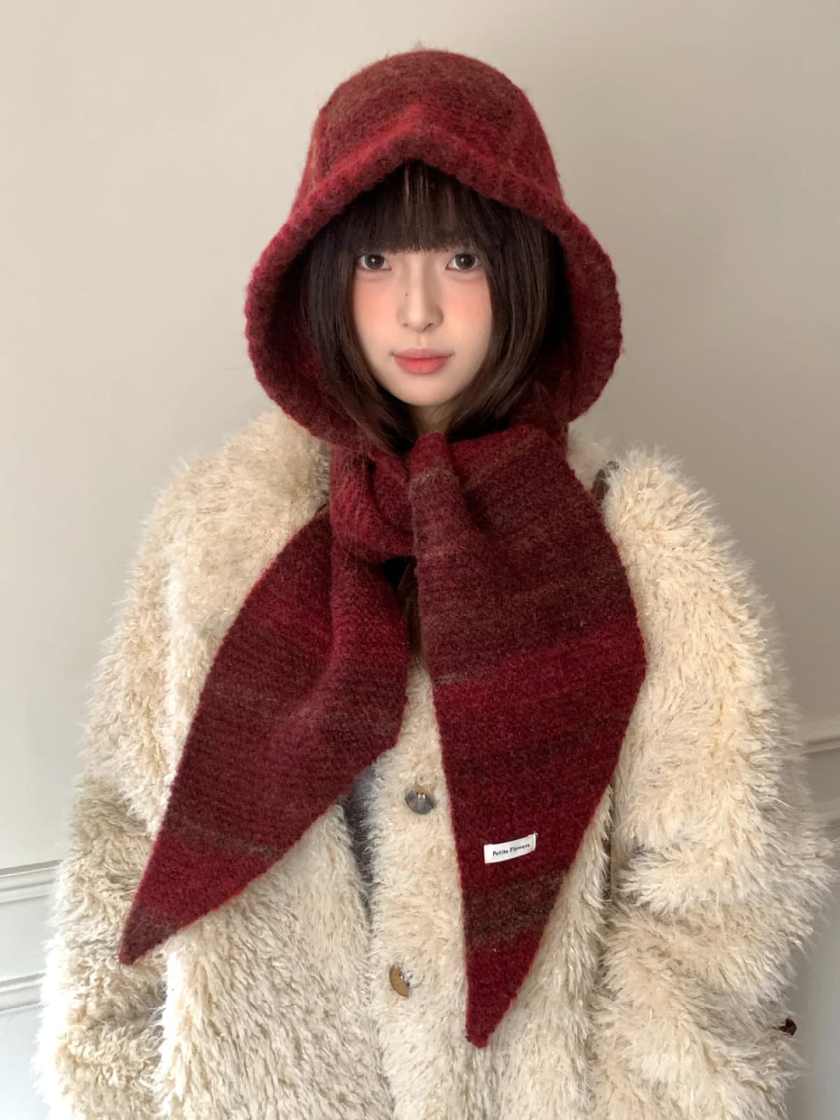 Hat And Scarf Set For Women Winter Warmth Ear Protection Balaclava Cold-Proof Hooded Scarf