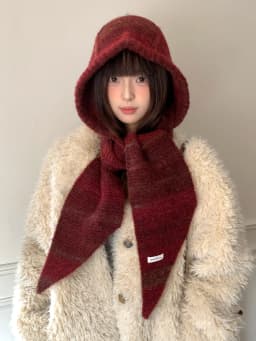 Hat And Scarf Set For Women Winter Warmth Ear Protection Balaclava Cold-Proof Hooded Scarf