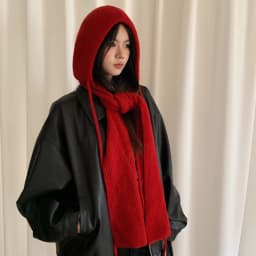 Thick And Warm Solid Color Hooded Scarf For Women Versatile And Korean-Style Student Scarf