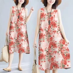 Summer Floral Print Maxi Dress Women's Sleeveless Large Size Three-Piece Set Floral Skirt Belted Midi Dress Ethnic Style