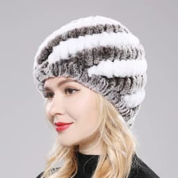 Women Knit Real Rex Rabbit Fur Hat Scarf Sets Natural Warm Rex Rabbit Fur Scarves Hat Winter Lady Real Rex Rabbit Fur Hat Scarf