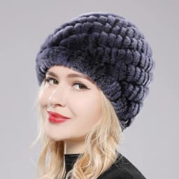 Women Knit Real Rex Rabbit Fur Hat Scarf Sets Natural Warm Rex Rabbit Fur Scarves Hat Winter Lady Real Rex Rabbit Fur Hat Scarf
