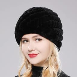 Women Knit Real Rex Rabbit Fur Hat Scarf Sets Natural Warm Rex Rabbit Fur Scarves Hat Winter Lady Real Rex Rabbit Fur Hat Scarf