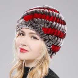 Women Knit Real Rex Rabbit Fur Hat Scarf Sets Natural Warm Rex Rabbit Fur Scarves Hat Winter Lady Real Rex Rabbit Fur Hat Scarf
