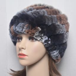 Women Knit Real Rex Rabbit Fur Hat Scarf Sets Natural Warm Rex Rabbit Fur Scarves Hat Winter Lady Real Rex Rabbit Fur Hat Scarf