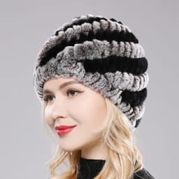 Women Knit Real Rex Rabbit Fur Hat Scarf Sets Natural Warm Rex Rabbit Fur Scarves Hat Winter Lady Real Rex Rabbit Fur Hat Scarf