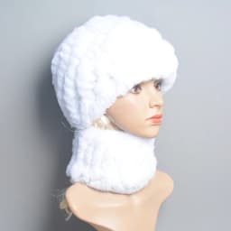 Women Knit Real Rex Rabbit Fur Hat Scarf Sets Natural Warm Rex Rabbit Fur Scarves Hat Winter Lady Real Rex Rabbit Fur Hat Scarf