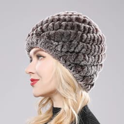 Women Knit Real Rex Rabbit Fur Hat Scarf Sets Natural Warm Rex Rabbit Fur Scarves Hat Winter Lady Real Rex Rabbit Fur Hat Scarf