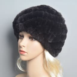 Women Knit Real Rex Rabbit Fur Hat Scarf Sets Natural Warm Rex Rabbit Fur Scarves Hat Winter Lady Real Rex Rabbit Fur Hat Scarf