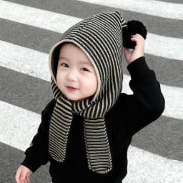 Hot Sale Kids Autumn-Winter Warm Thick Knit Hat Scarf Set Versatile Wool Knitted Ear Protector Cap Skullies For Boys And Girls