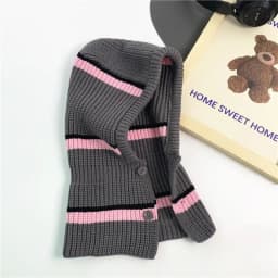 Hot Sale Kids Autumn-Winter Warm Thick Knit Hat Scarf Set Versatile Wool Knitted Ear Protector Cap Skullies For Boys And Girls