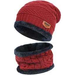 2026 Winter Men Women Thick Beanie Hat Knitted Hat Winter Cap Beanie Female Wool Neck Scarf Cap Balaclava Mask Bonnet Hats Set