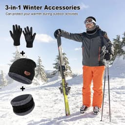 2026 Winter Men Women Thick Beanie Hat Knitted Hat Winter Cap Beanie Female Wool Neck Scarf Cap Balaclava Mask Bonnet Hats Set