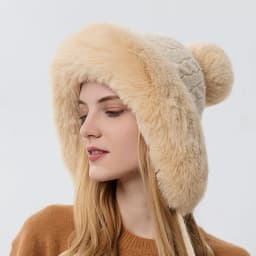 Winter Hat For Women Hooded Face Mask Fluff Keep Warm Thicken Style Neck Scarf Hooded Cap Beanie Knitted Cashmere Neck Warmer