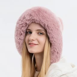 Winter Hat For Women Hooded Face Mask Fluff Keep Warm Thicken Style Neck Scarf Hooded Cap Beanie Knitted Cashmere Neck Warmer