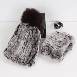 2026 New Fashion Knitted Good Elastic Real Fur Scarf Hat Sets Women Winter Warm 100% Natural Rex Rabbit Fur Scarves Hats Sets