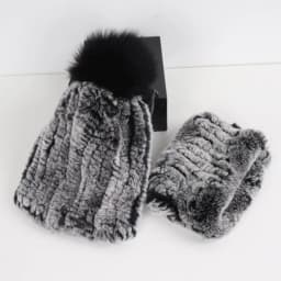 2026 New Fashion Knitted Good Elastic Real Fur Scarf Hat Sets Women Winter Warm 100% Natural Rex Rabbit Fur Scarves Hats Sets