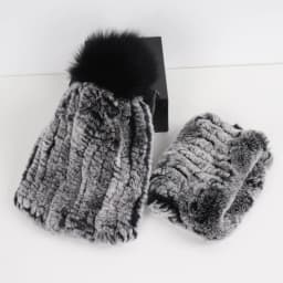 2026 New Fashion Knitted Good Elastic Real Fur Scarf Hat Sets Women Winter Warm 100% Natural Rex Rabbit Fur Scarves Hats Sets