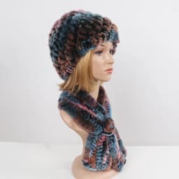 Winter Women Knitted Real Rex Rabbit Fur Hat Scarf Sets Natural Warm Fur Hats Scarves Lady Soft Real Rex Rabbit Fur Cap Muffler