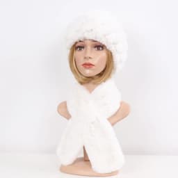 Winter Women Knitted Real Rex Rabbit Fur Hat Scarf Sets Natural Warm Fur Hats Scarves Lady Soft Real Rex Rabbit Fur Cap Muffler