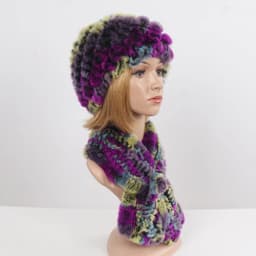 Winter Women Knitted Real Rex Rabbit Fur Hat Scarf Sets Natural Warm Fur Hats Scarves Lady Soft Real Rex Rabbit Fur Cap Muffler