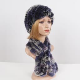 Winter Women Knitted Real Rex Rabbit Fur Hat Scarf Sets Natural Warm Fur Hats Scarves Lady Soft Real Rex Rabbit Fur Cap Muffler