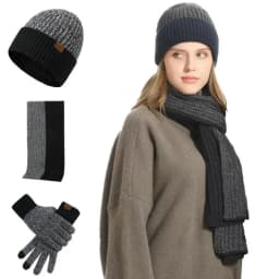 3Pcs/set Fashion Trend Scarf Hat Glove For Men And Women Winter Luxury Knitted Thickened Warm Three Piece Set Accessories Gifts