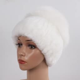 New Winter Women Luxury Real Fox Fur Hat Scarf Sets Natural Soft Knitted Warm Rex Rabbit Fur Top Fox Fur Hats Scarves 2 Pieces